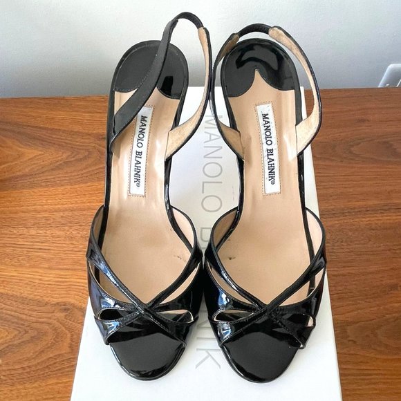 Manolo Blahnik Black Slingbacks - Picture 1 of 3